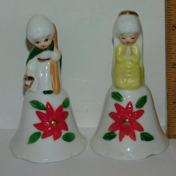 Treasure Masters Christmas Bells Fine Bone Chine Praying Angel & Shepard Boy - Picture 3 of 8